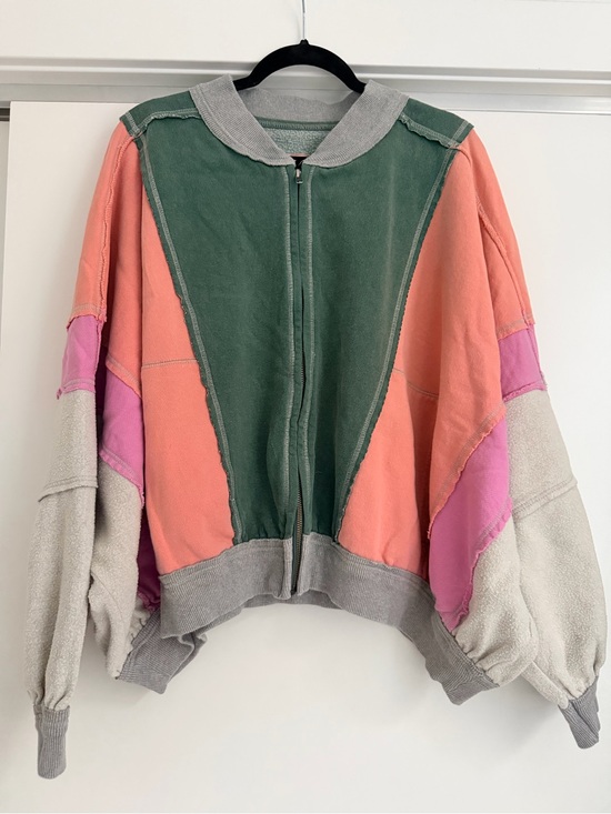 We The Free Jackets & Blazers - Free People Colorblock Zip-Front Bomber Crewneck